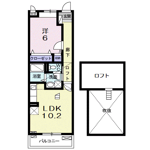 RIRIA VII6(1LDK/3階)の間取り写真