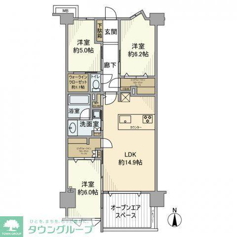 ヴェレーナシティ鎌倉深沢(3LDK/7階)の間取り写真