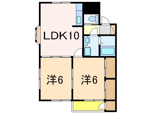 レジデンスK(2DK/1階)の間取り写真