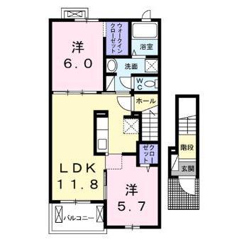 アステルコートI(2LDK/2階)の間取り写真