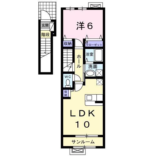 フレーシアII(1LDK/2階)の間取り写真
