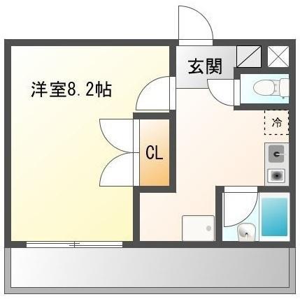 エスパシオ(1K/2階)の間取り写真