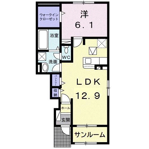 ココエミールA(1LDK/1階)の間取り写真