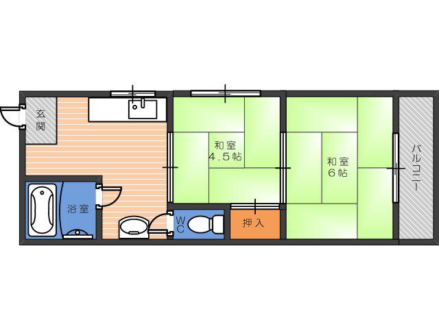 清月マンション(2DK/2階)の間取り写真