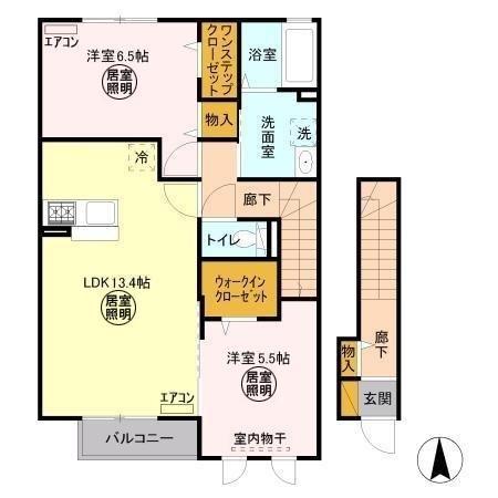 ティアラ B(2LDK/2階)の間取り写真