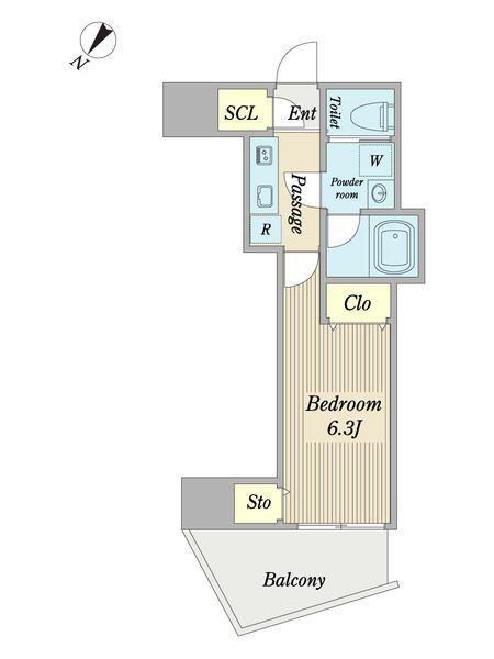 B.CAUSE RESIDENCE(1K/4階)の間取り写真