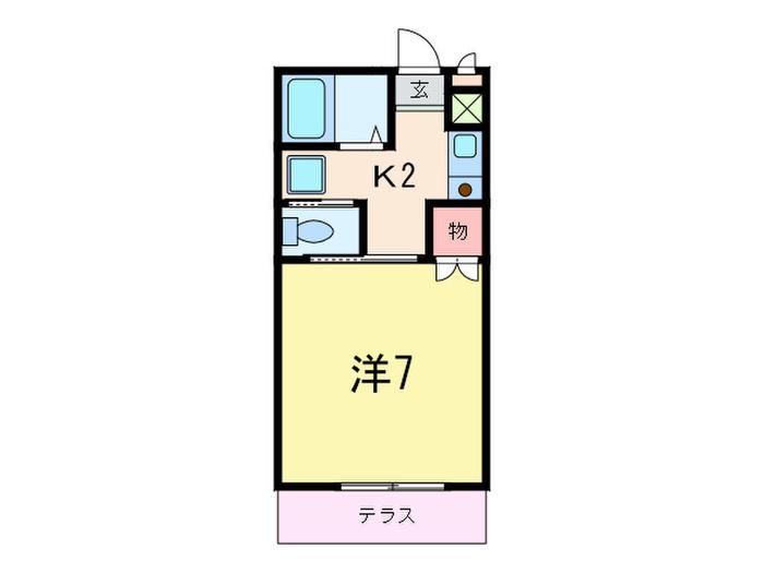KUコート岡本(1K/1階)の間取り写真