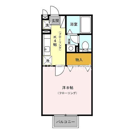 ドミトリー旭B棟(1K/2階)の間取り写真