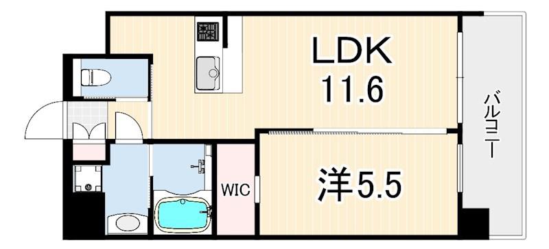 プレジオさくら夙川(1LDK/3階)の間取り写真