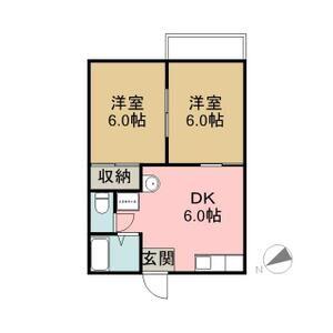 あさけハイツ(2DK/2階)の間取り写真