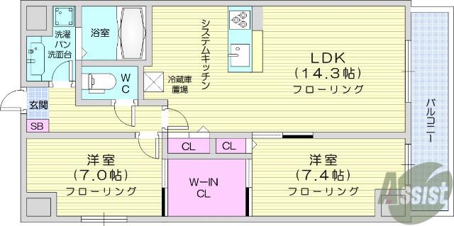 アロッジオ金剛(1SLDK/2階)の間取り写真