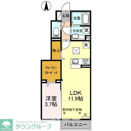 ファミール III(1LDK/1階)の間取り写真