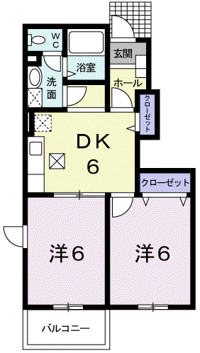 フロレスタC(2DK/1階)の間取り写真