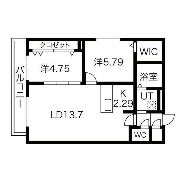 アールズコート南15条(2LDK/4階)の間取り写真