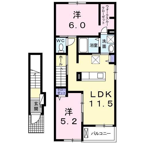 JR福知山線 石生駅 徒歩18分 2階建 築7年(2LDK/2階)の間取り写真