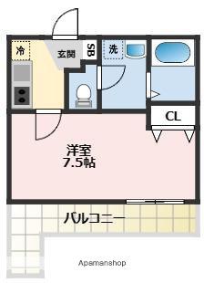 リアル北久里浜パークテラスI(1K/2階)の間取り写真