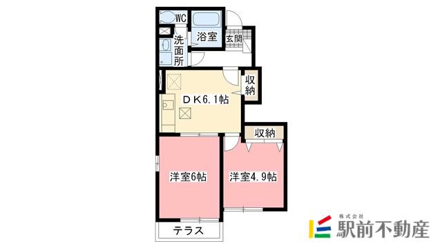 サンクレメントB(2DK/1階)の間取り写真