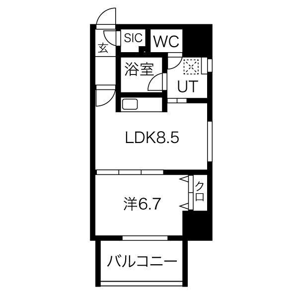 さくらHILLS NISHIKI PLATINUM RESIDENCE(1LDK/4階)の間取り写真