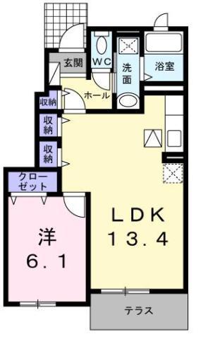 メゾン・フジ(1LDK/1階)の間取り写真