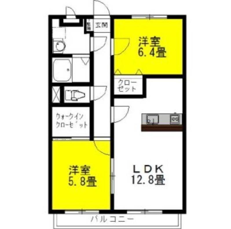 セントラル・フェスタIV(2LDK/1階)の間取り写真