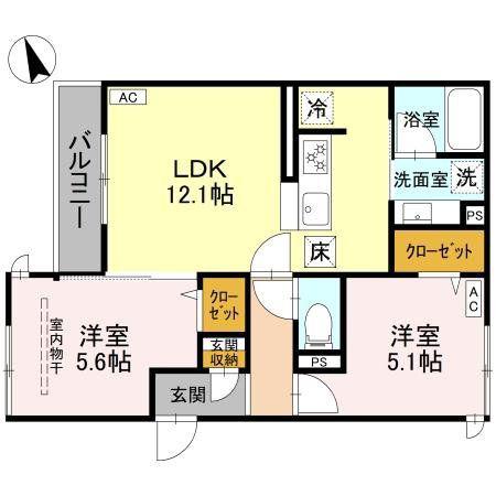 D-SERENOくすのき台(2LDK/1階)の間取り写真