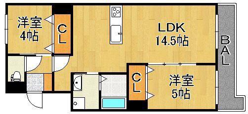 第60川崎ビル(2LDK/3階)の間取り写真