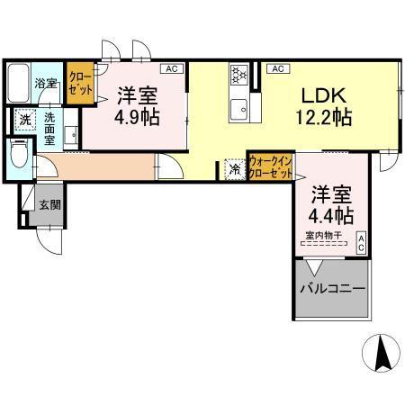 セレスティア荒川N(2LDK/2階)の間取り写真