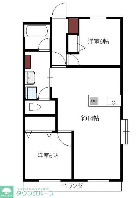 ポートライフ大和(2LDK/3階)の間取り写真