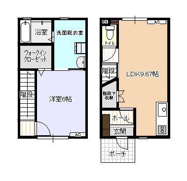 ビオラ新富山A棟(1LDK/1階)の間取り写真
