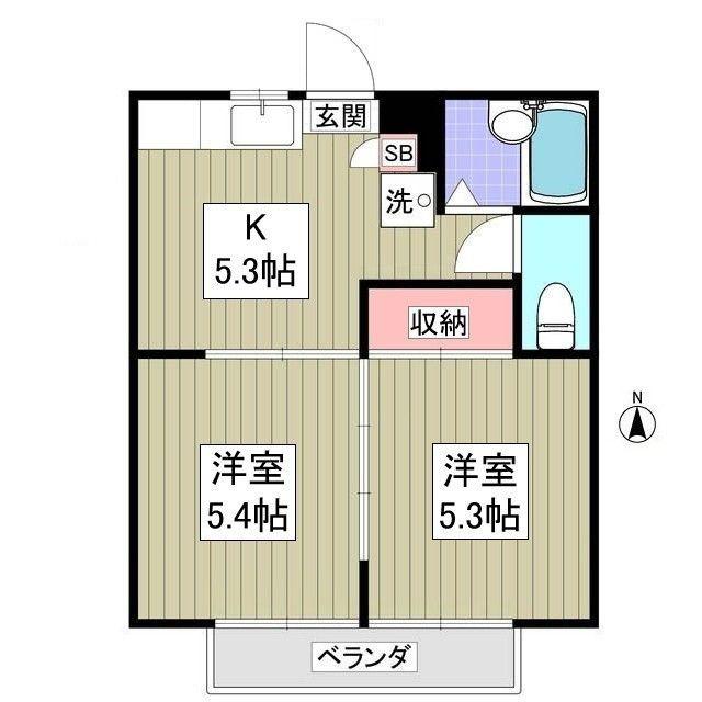 エルベマンション(2DK/1階)の間取り写真