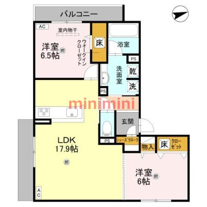 D-ROOM高槻市寿町(2LDK/1階)の間取り写真