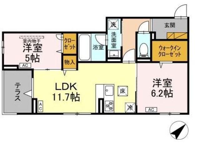 DーLOTUS(2LDK/1階)の間取り写真