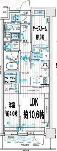 デュオステージ浦和岸町(1SLDK/4階)の間取り写真