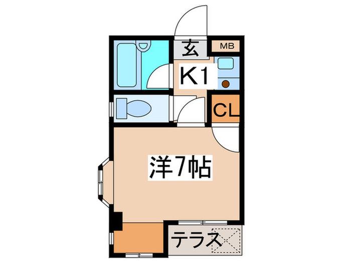 パームハイツ(1K/1階)の間取り写真