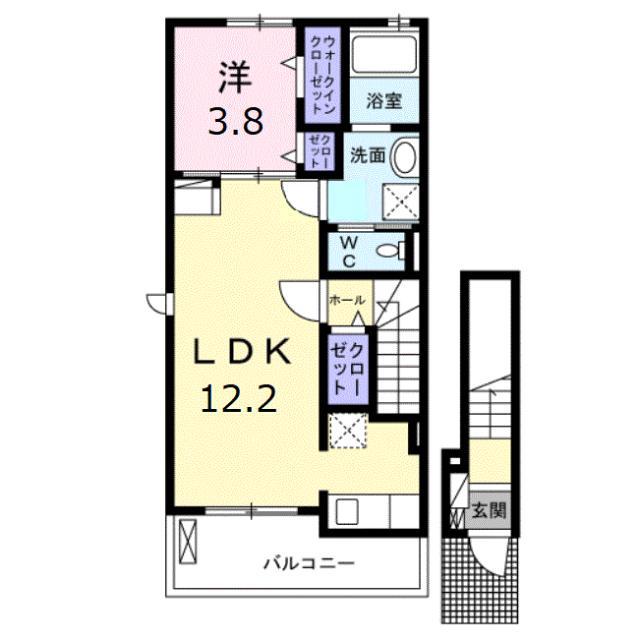 グランスターツA(1LDK/2階)の間取り写真