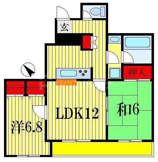 ロイヤルシャトー船橋(2LDK/2階)の間取り写真
