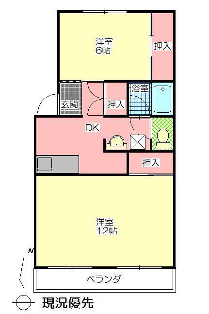 コーポ坪根(1LDK/4階)の間取り写真