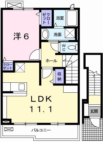 ルミエール(1LDK/2階)の間取り写真