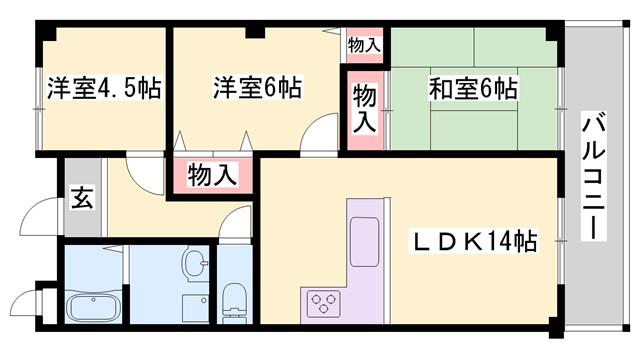 プロムナード・飾磨I(3LDK/3階)の間取り写真
