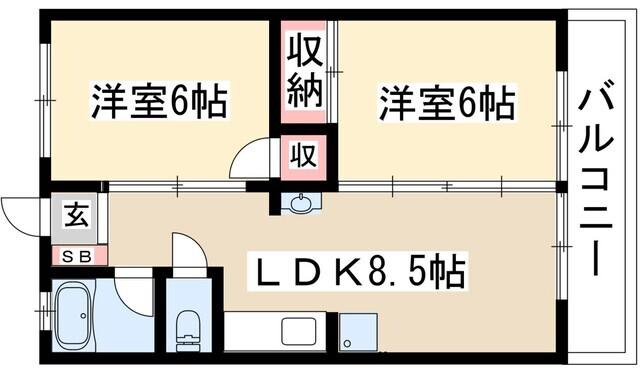 第1アラカワハイツ(2DK/2階)の間取り写真
