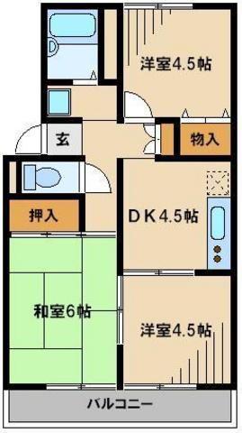 プラムワン(2DK/2階)の間取り写真