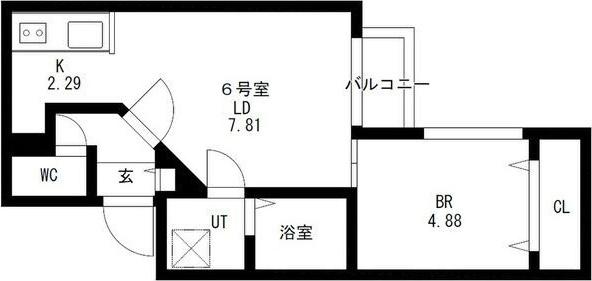 ディスティーノレジデンシア715(1LDK/4階)の間取り写真