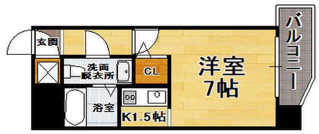 エステートモア高宮EST(1K/6階)の間取り写真