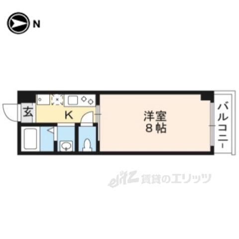 アクアフロント梅小路(1K/2階)の間取り写真