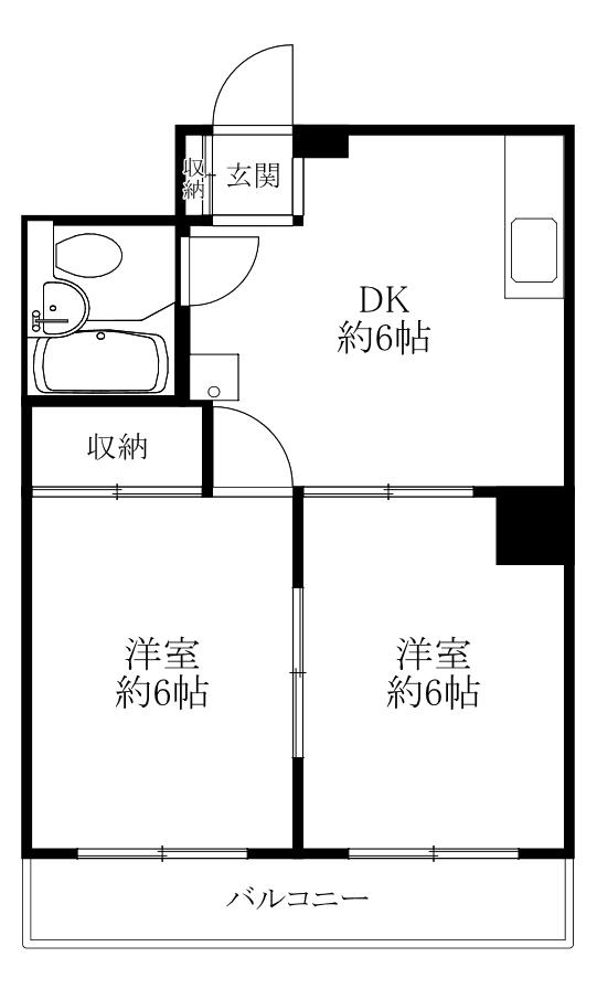 第一中清ビル(2DK/2階)の間取り写真