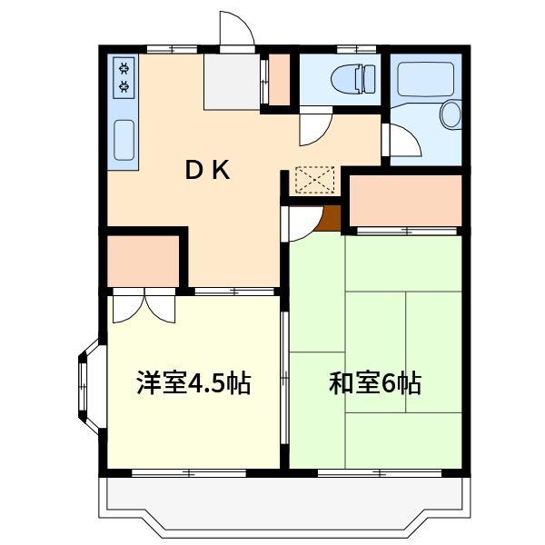エランドールビー(2DK/2階)の間取り写真
