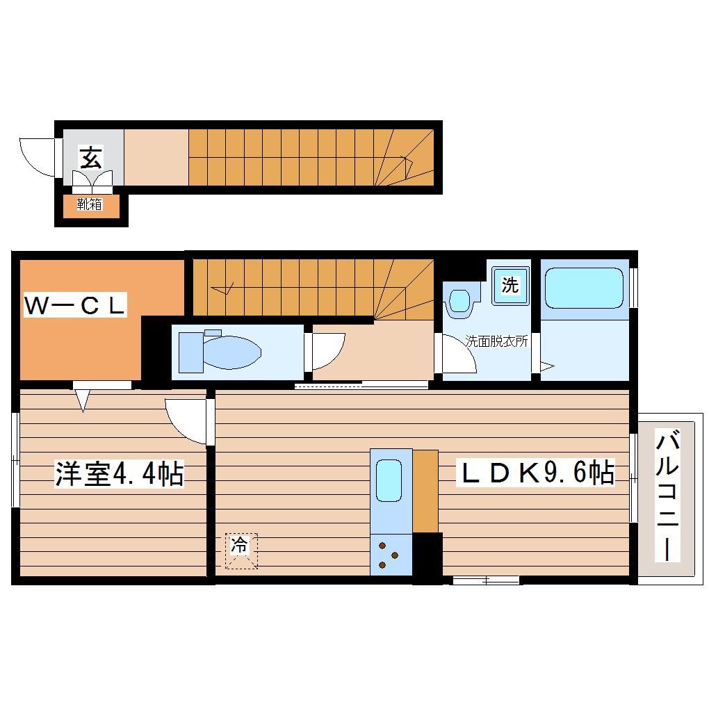 セントレ富沢 II(1LDK/2階)の間取り写真