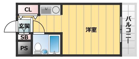カミング(ワンルーム/1階)の間取り写真