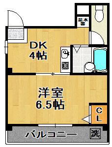 ワンウッドハイツ(1DK/3階)の間取り写真
