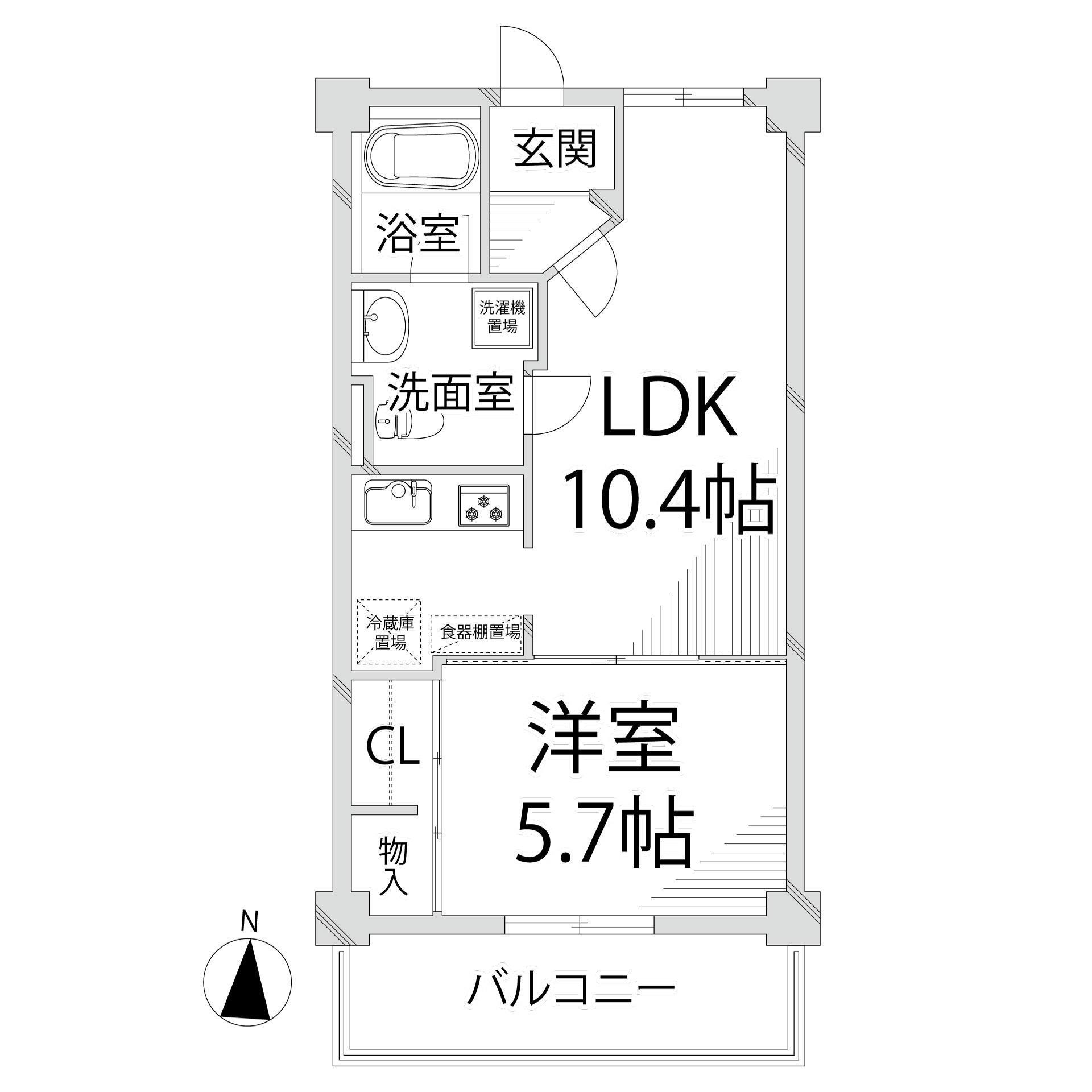 キャッスルコート南八代(1LDK/3階)の間取り写真